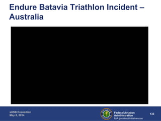 Endure Batavia Triathlon Incident – 
Australia 
Federal Aviation 133 
Administration 
sUSB Exposition 
May 8, 2014 
FAA.gov/about/initiatives/uas 
 