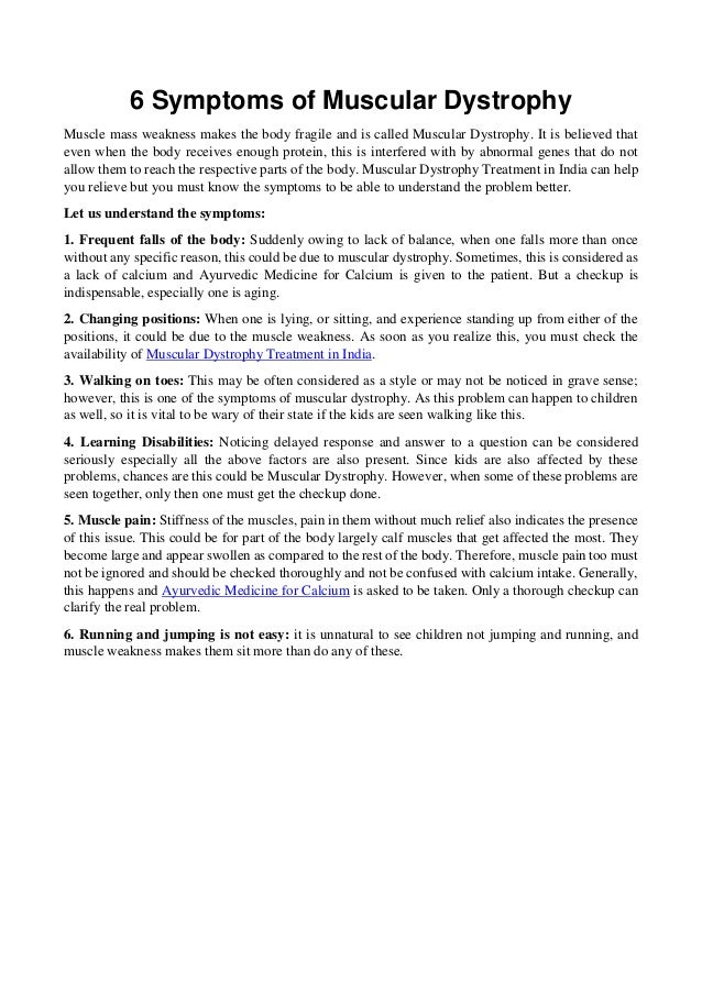 6 symptoms of muscular dystrophy