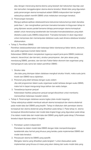 6 tahap perancangan database | PDF