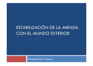 ESTABILIZACIÓN DE LA MIRADA
CON EL MUNDO EXTERIORCON EL MUNDO EXTERIOR
Elizabeth Ruiz Crespo
 