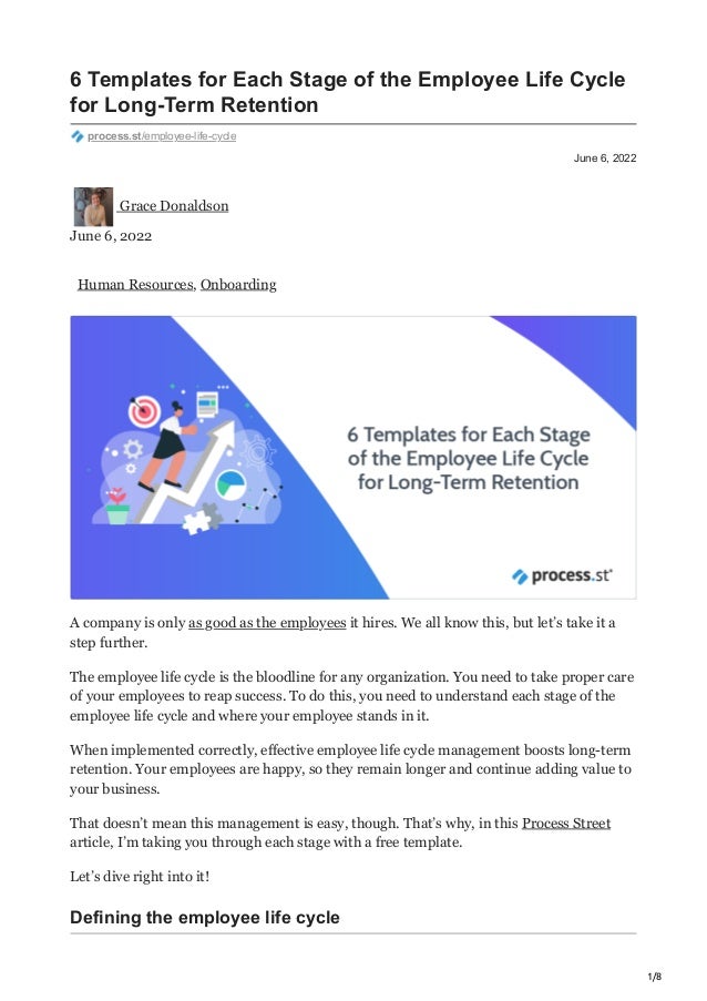 6 Templates for Each Stage of the Employee Life Cycle for LongTerm Retention PDF