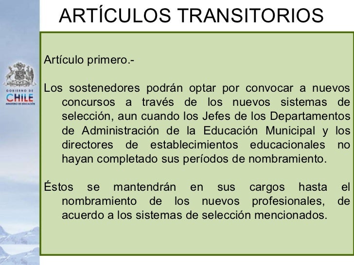 6) texto proyecto ley calidad de la educacion articulos transitorios