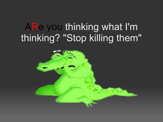 ARe you thinking what I'm
thinking? "Stop killing them"
 