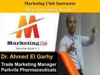 Marketing Club Instructor
“How Advertising Works?”
4-1
Dr. Ahmed El Garhy
Trade Marketing Manager
Parkvile Pharmaceuticals
 