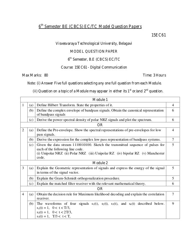 6th Ec Cbcs Model Question Papers