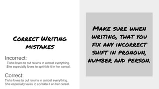 Incorrect Writing Sample 6th Grade Language Arts review about grammar | PPTX