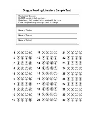 6th grade sample oaks test | PDF