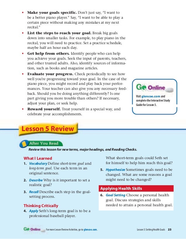 Glencoe health guided reading activities chapter 25 answers
