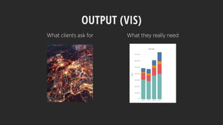 OUTPUT (VIS)
What clients ask for What they really need
 
