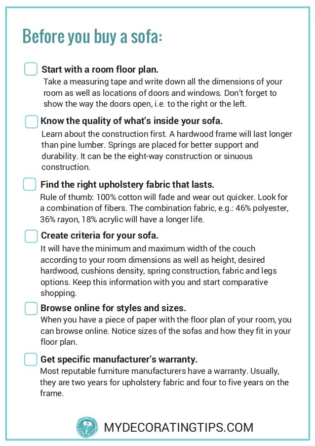 6 Things to Keep in Mind Before Buying a Sofa Checklist