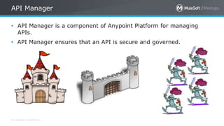 All contents © MuleSoft Inc.
API Manager
• API Manager is a component of Anypoint Platform for managing
APIs.
• API Manager ensures that an API is secure and governed.
 