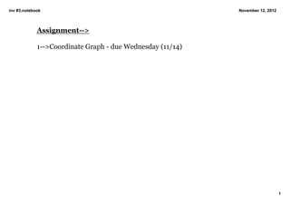 inv #3.notebook                                             November 12, 2012




             Assignment­­>

             1­­>Coordinate Graph ­ due Wednesday (11/14)




                                                                                1
 