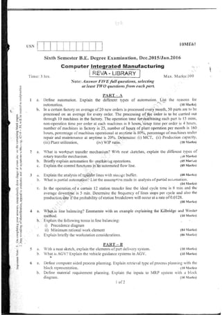 6th Semester VTU BE ME question papers from 2010 to Dec 2015