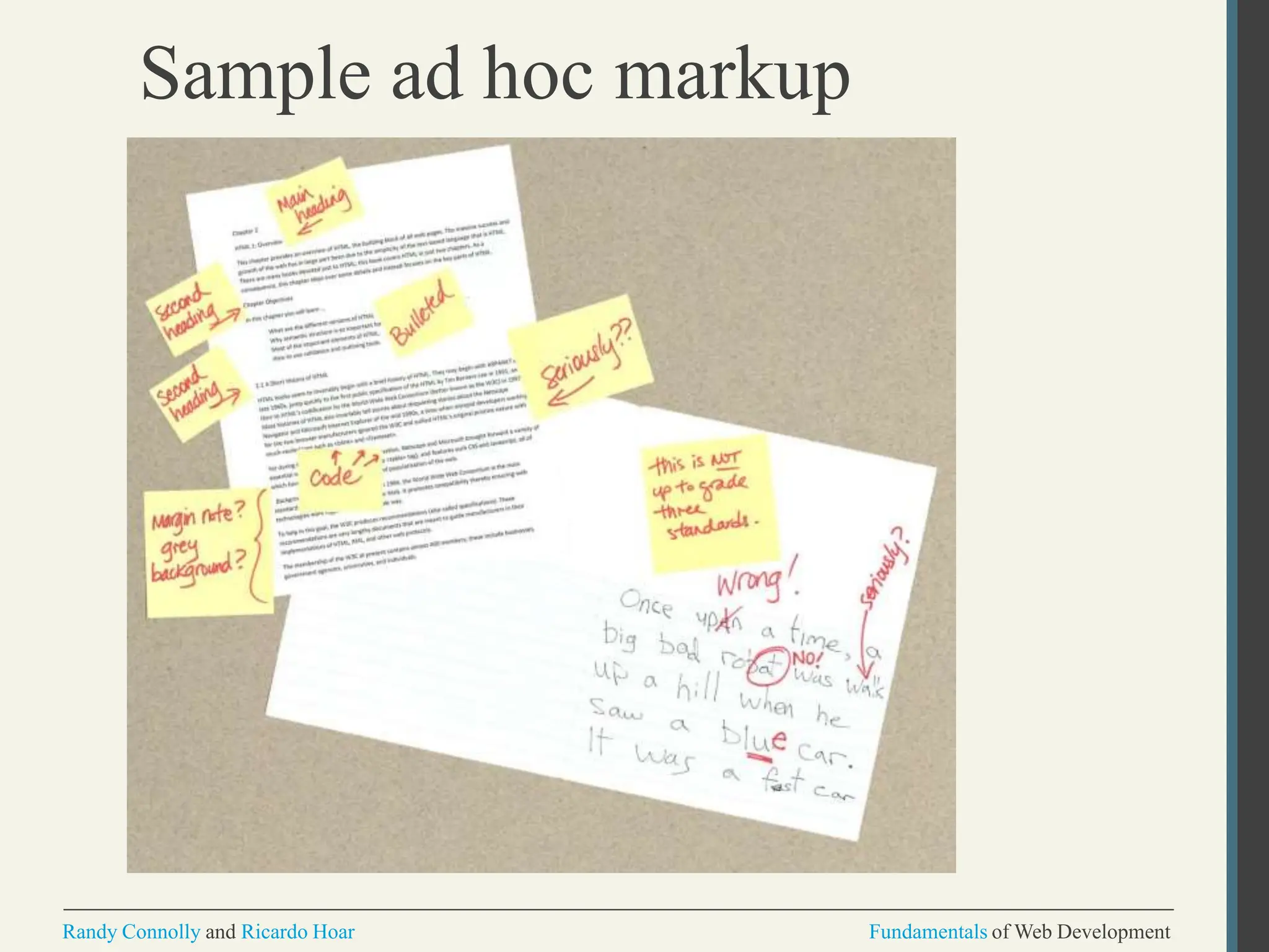 Sample ad hoc markup
Randy Connolly and Ricardo Hoar Fundamentals of Web Development
 