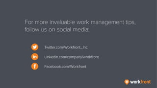 For more invaluable work management tips, follow us on social media:
Twitter.com/Workfront_Inc
Linkedin.com/company/workfr...
