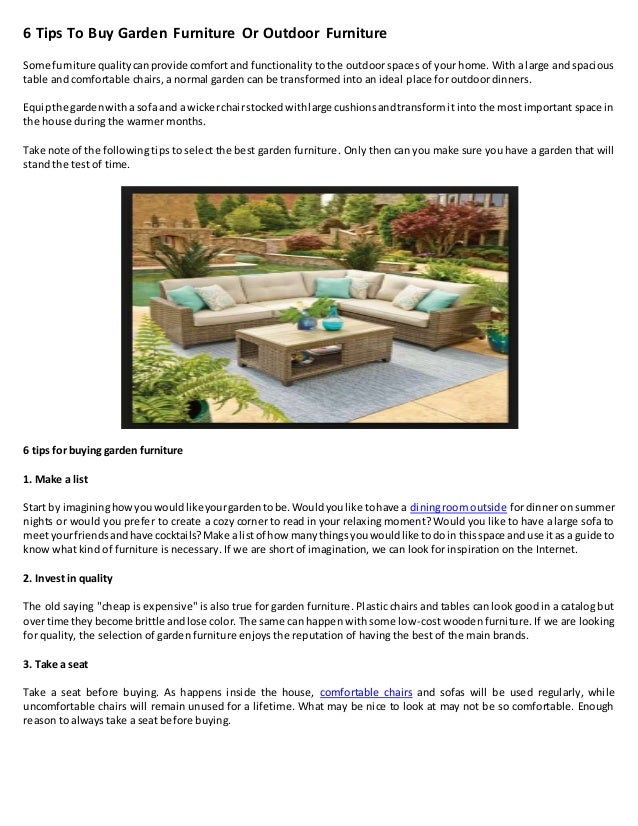 6 Tips To Buy Garden Furniture Or Outdoor Furniture