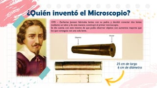 ¿Quién inventó el Microscopio?
25 cm de largo
6 cm de diámetro
 