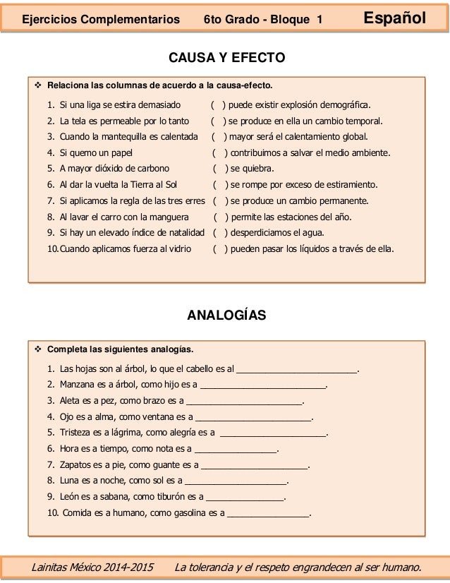 6to grado bloque 1 ejercicios complementarios