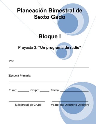 6to grado   bloque 1 - proyecto 3