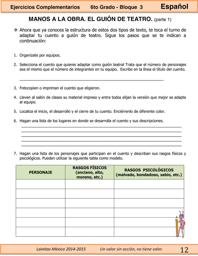 6to grado bloque 3 ejercicios complementarios