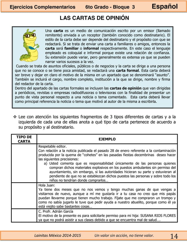 6to grado bloque 3 ejercicios complementarios