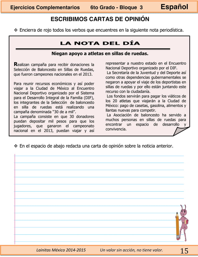 6to grado bloque 3 ejercicios complementarios