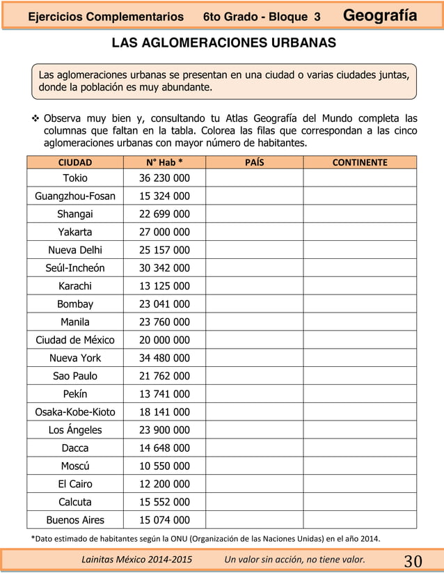 6to grado bloque 3 ejercicios complementarios