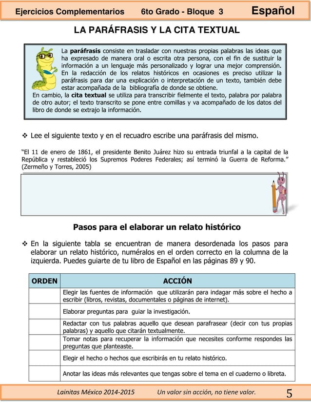 6to grado bloque 3 ejercicios complementarios