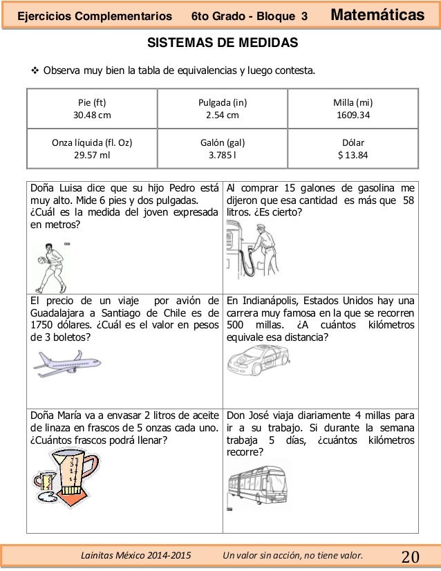 6to grado bloque 3 ejercicios complementarios