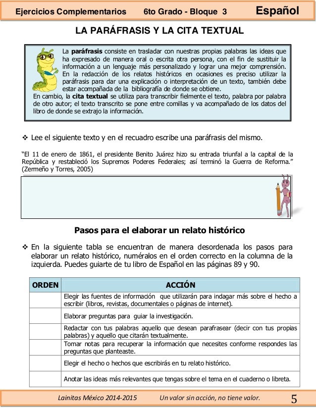 6to grado bloque 3 ejercicios complementarios