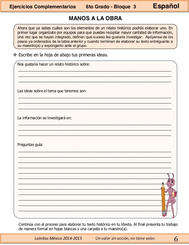 6to grado bloque 3 - ejercicios complementarios