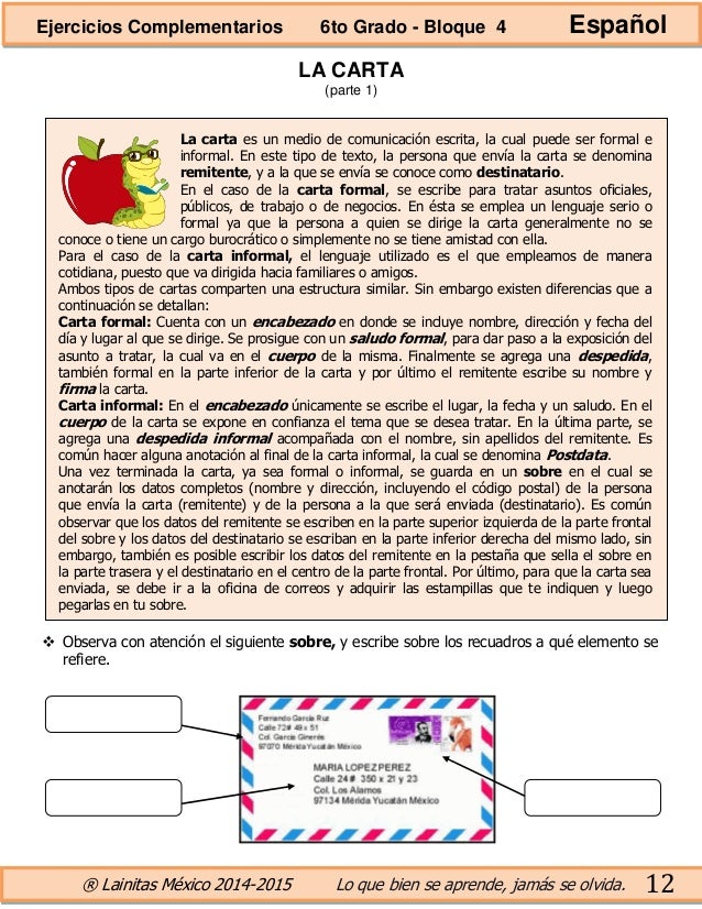6to grado bloque 4 - ejercicios complementarios