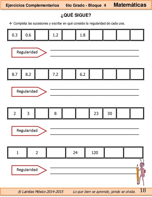 6to Grado Bloque 4 Ejercicios Complementarios 506
