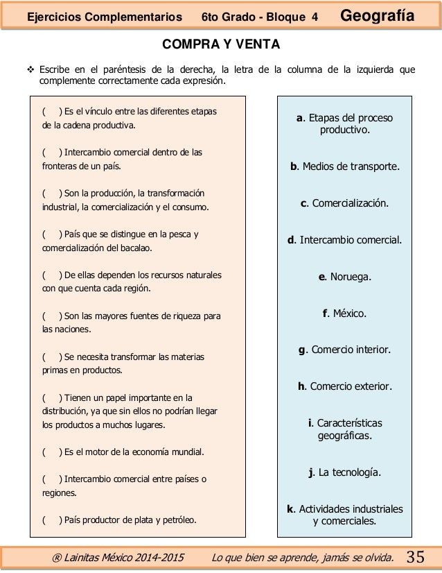 6to grado bloque 4 ejercicios complementarios