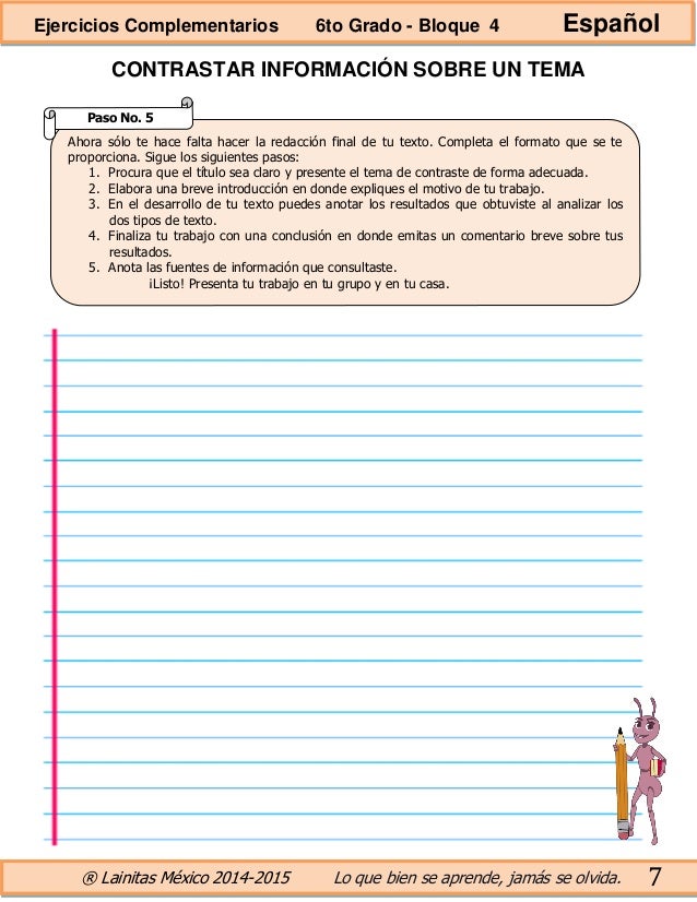 6to grado bloque 4 ejercicios complementarios