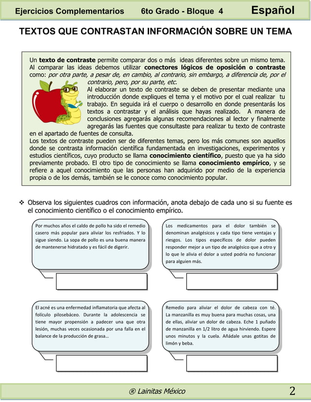 6to grado bloque 4 ejercicios complementarios