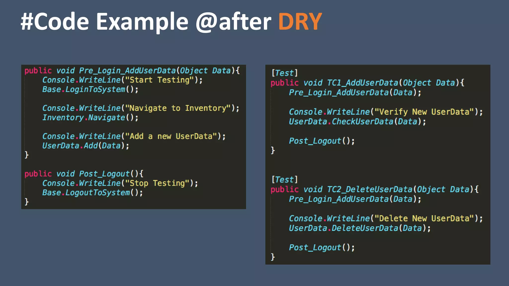#Code Example @after DRY
 