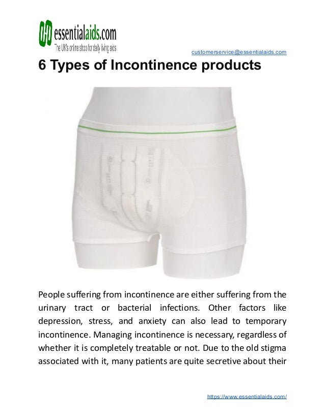 6 types of incontinence products