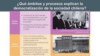 ¿Qué ámbitos y procesos explican la
democratización de la sociedad chilena?
 