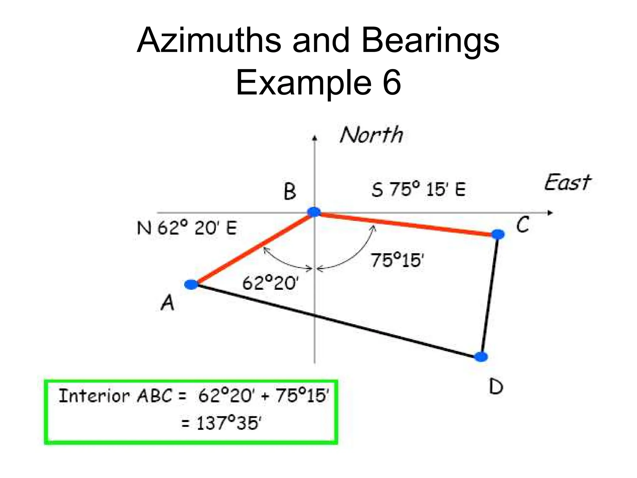 Azimuths and Bearings
Example 6
 