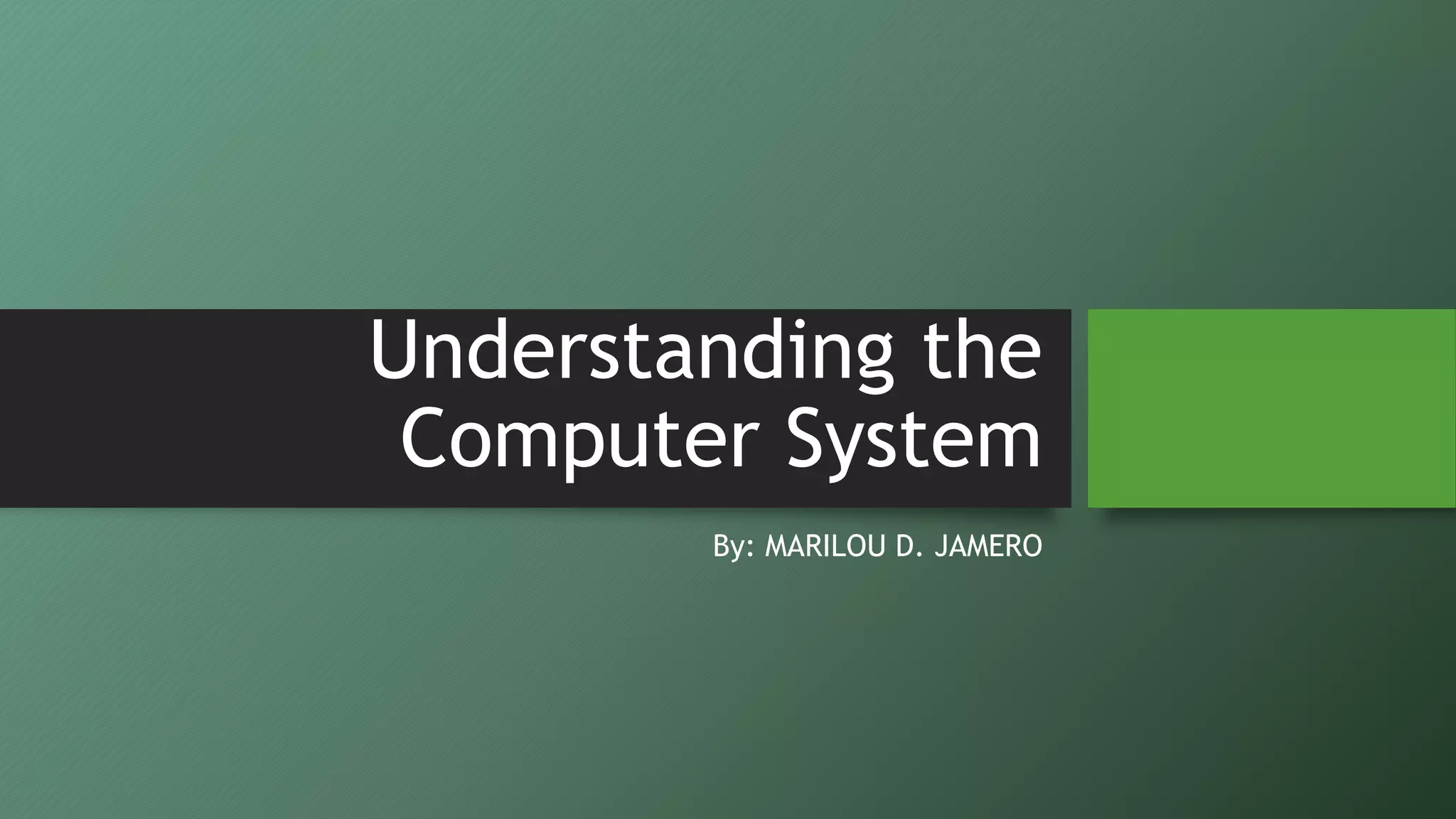 understanding the computer system | PPTX