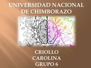 UNIVERSIDAD NACIONAL
DE CHIMBORAZO
CRIOLLO
CAROLINA
GRUPO 6
 