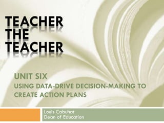 UNIT SIX
USING DATA-DRIVE DECISION-MAKING TO
CREATE ACTION PLANS
Louis Cabuhat
Dean of Education
TEACHER
THE
TEACHER
 