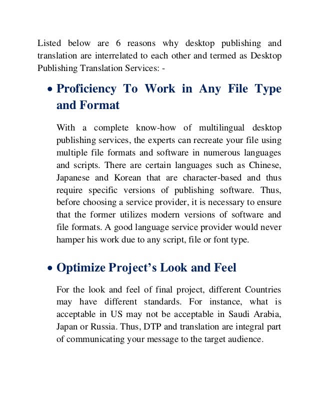 Premium Desktop Publishing Translation Services By Seasoned Experts