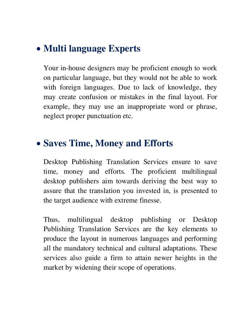 Premium Desktop Publishing Translation Services By Seasoned Experts