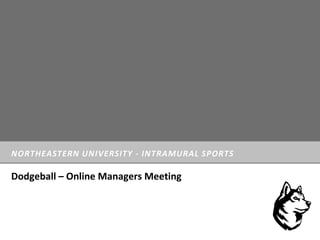 NORTHEASTERN UNIVERSITY - INTRAMURAL SPORTS
Dodgeball – Online Managers Meeting
 