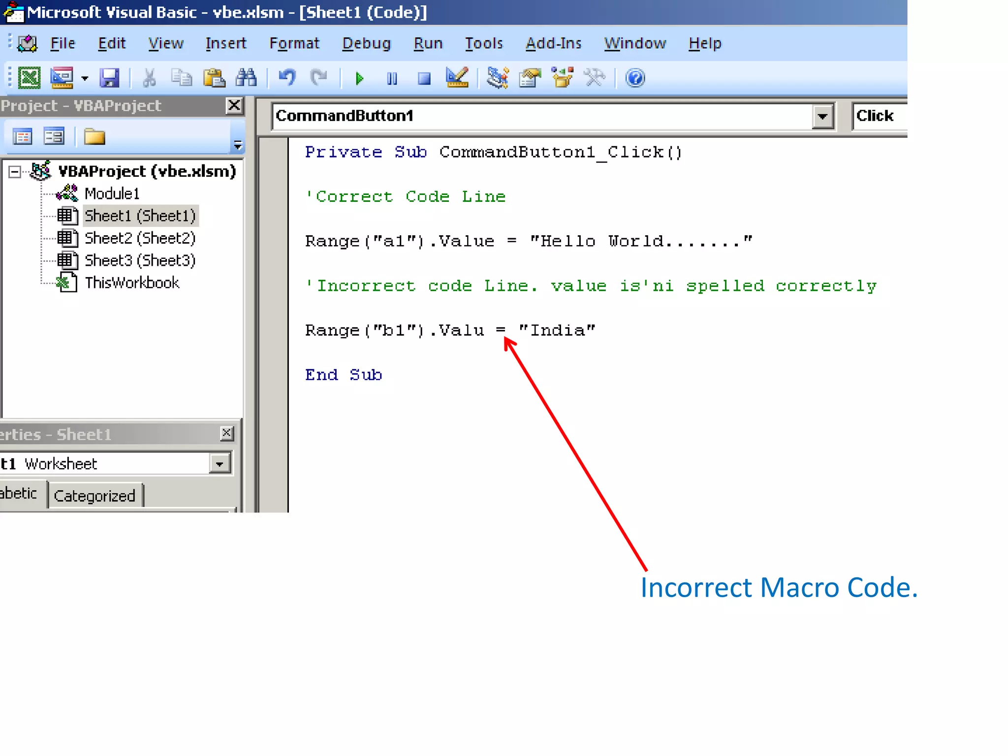 Incorrect Macro Code.
 
