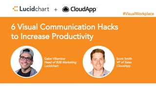 6 Visual Communication Hacks
to Increase Productivity
+
Gabe Villamizar
Head of B2B Marketing
Lucidchart
Scott Smith
VP of Sales
CloudApp
#VisualWorkplace
 