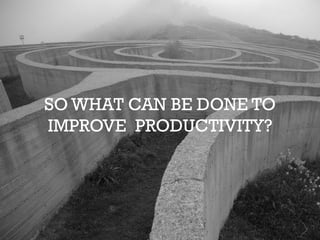 SO WHAT CAN BE DONE TO
IMPROVE PRODUCTIVITY?
 