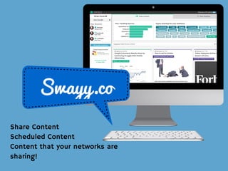 Swayy.co
Share Content
Scheduled Content
Content that your networks are
sharing!
 